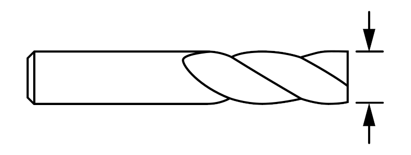 End Mill with arrows showing diameter